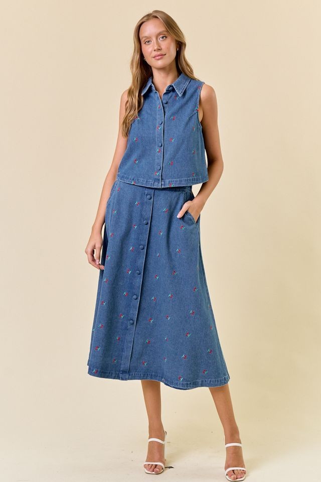 Cherry Denim Top