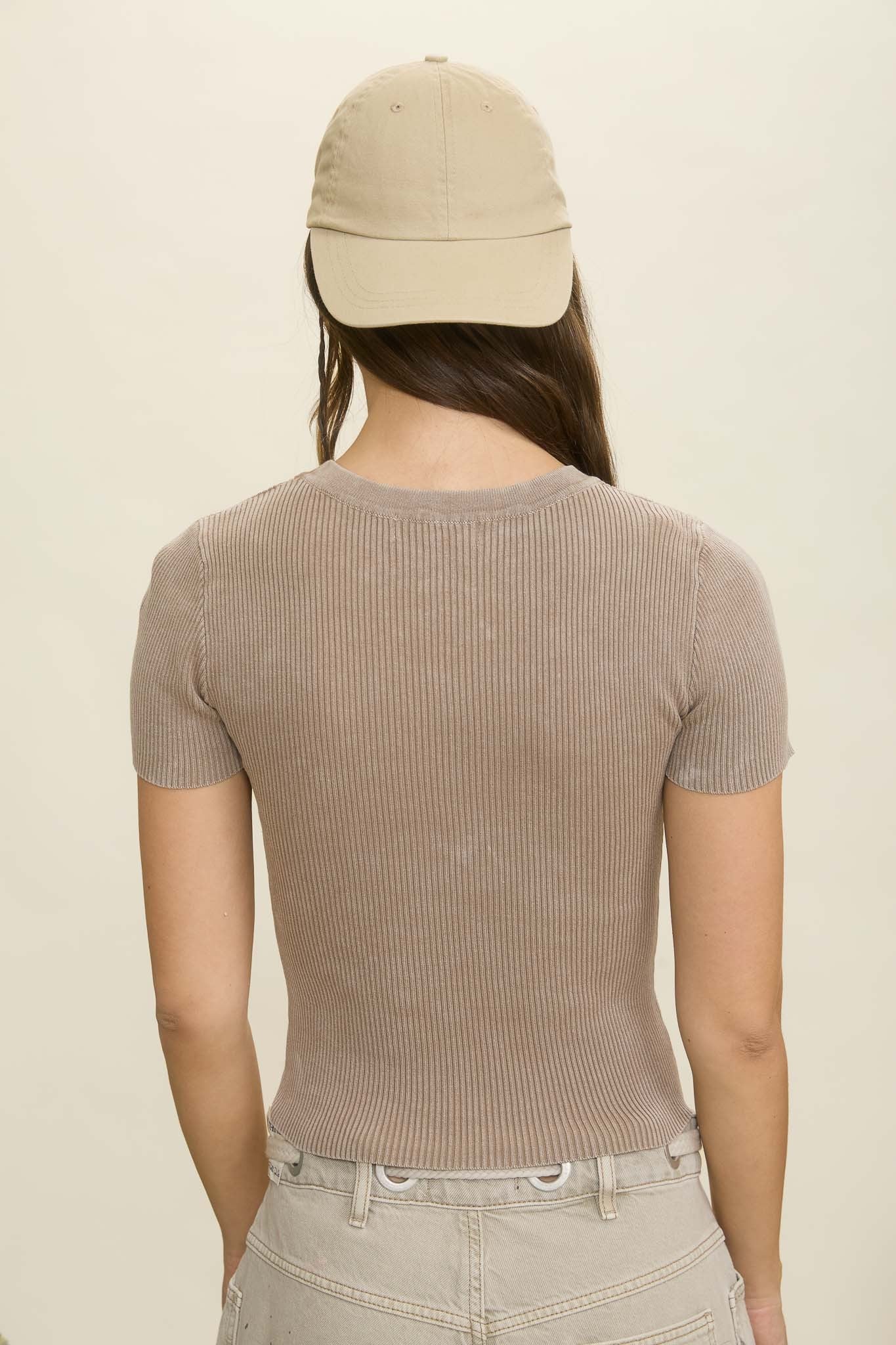 Washed Ribbed Crop T-Shirt