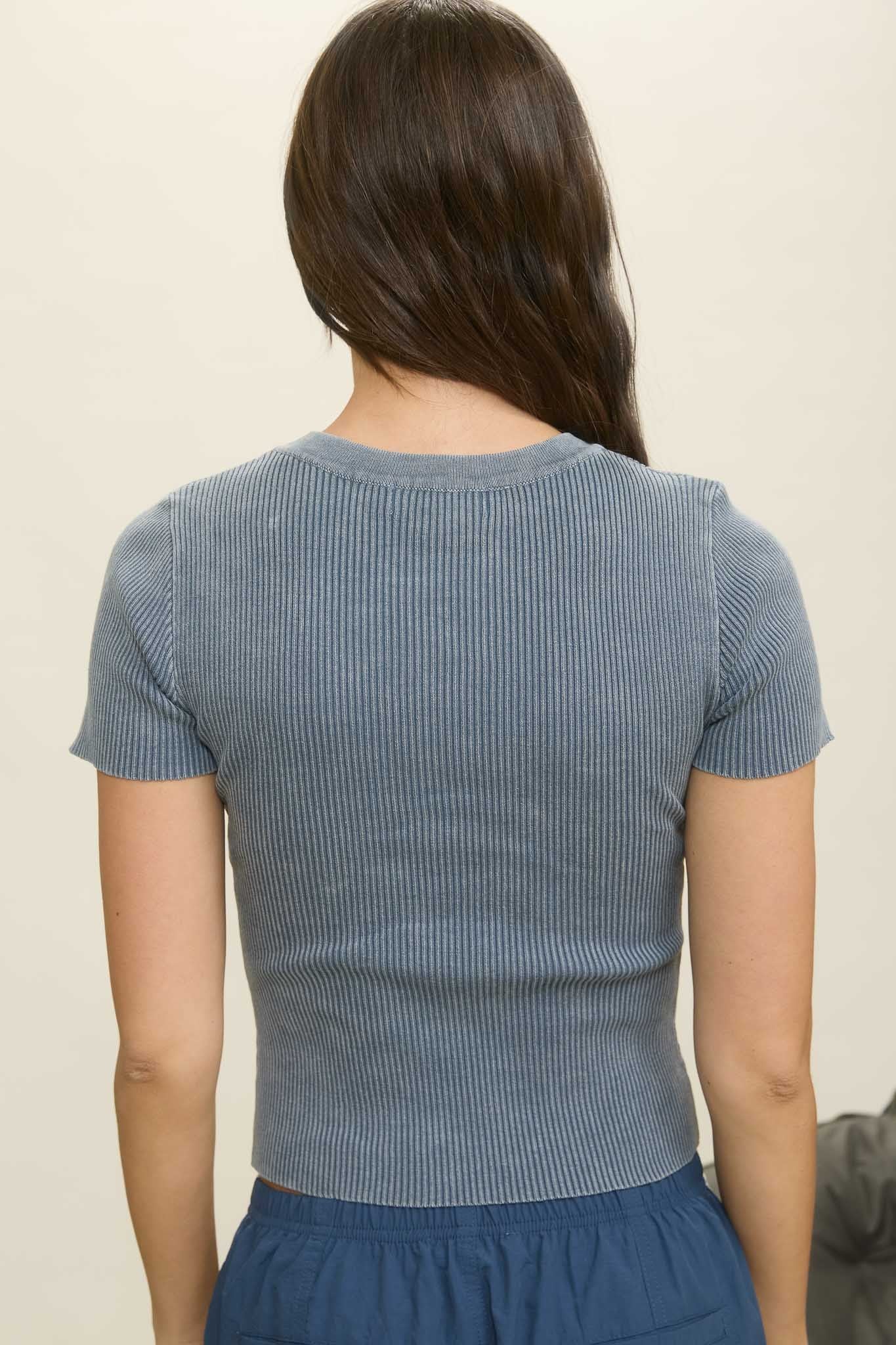 Washed Ribbed Crop T-Shirt