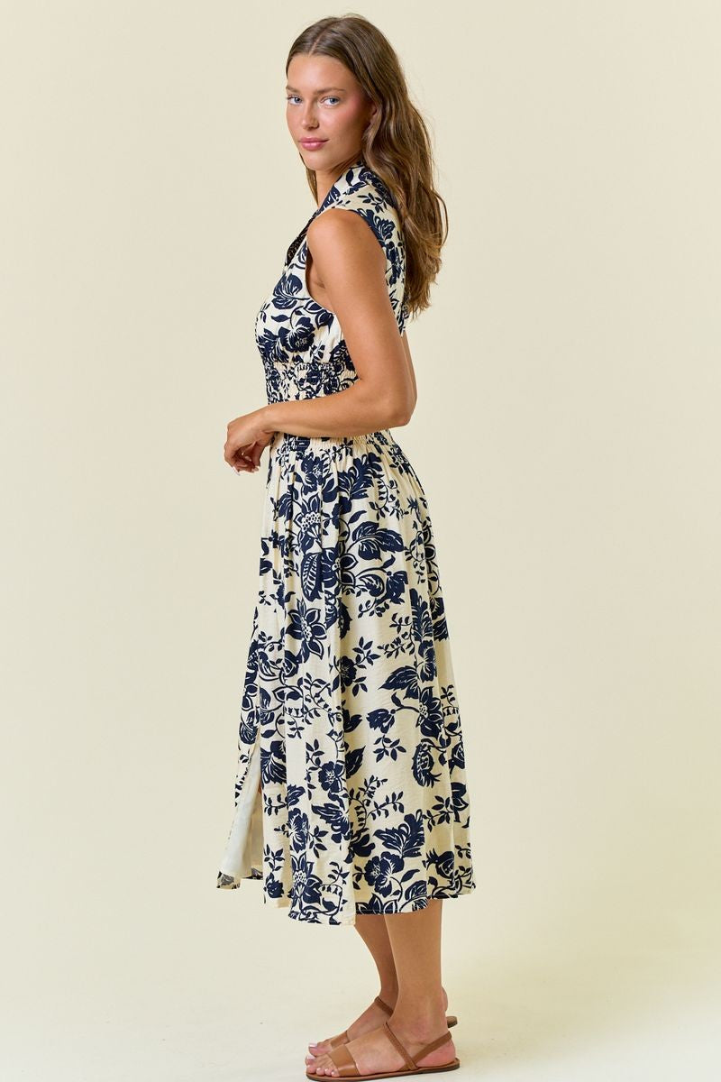 Paisley Printed Smock Waist Dress