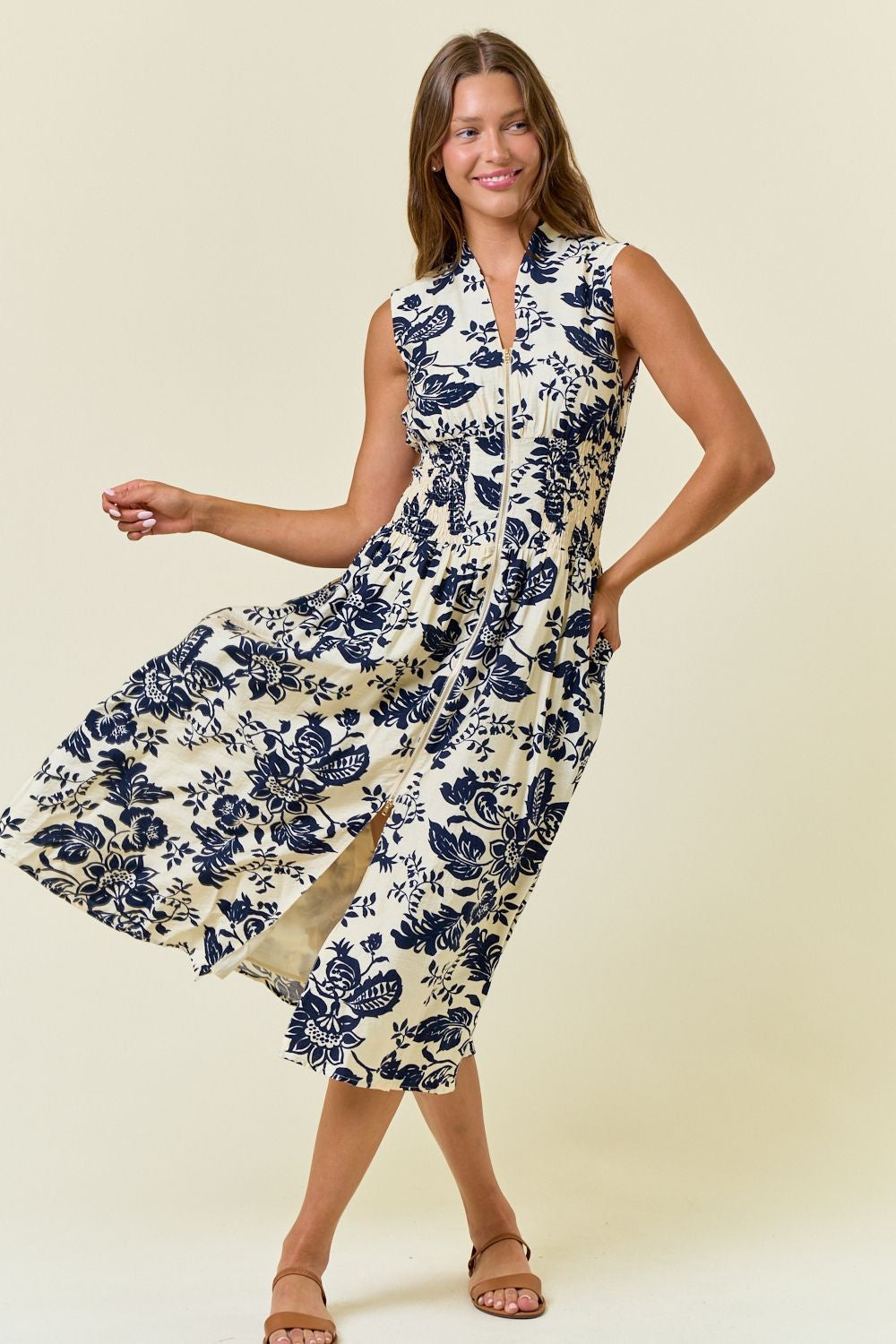 Paisley Printed Smock Waist Dress