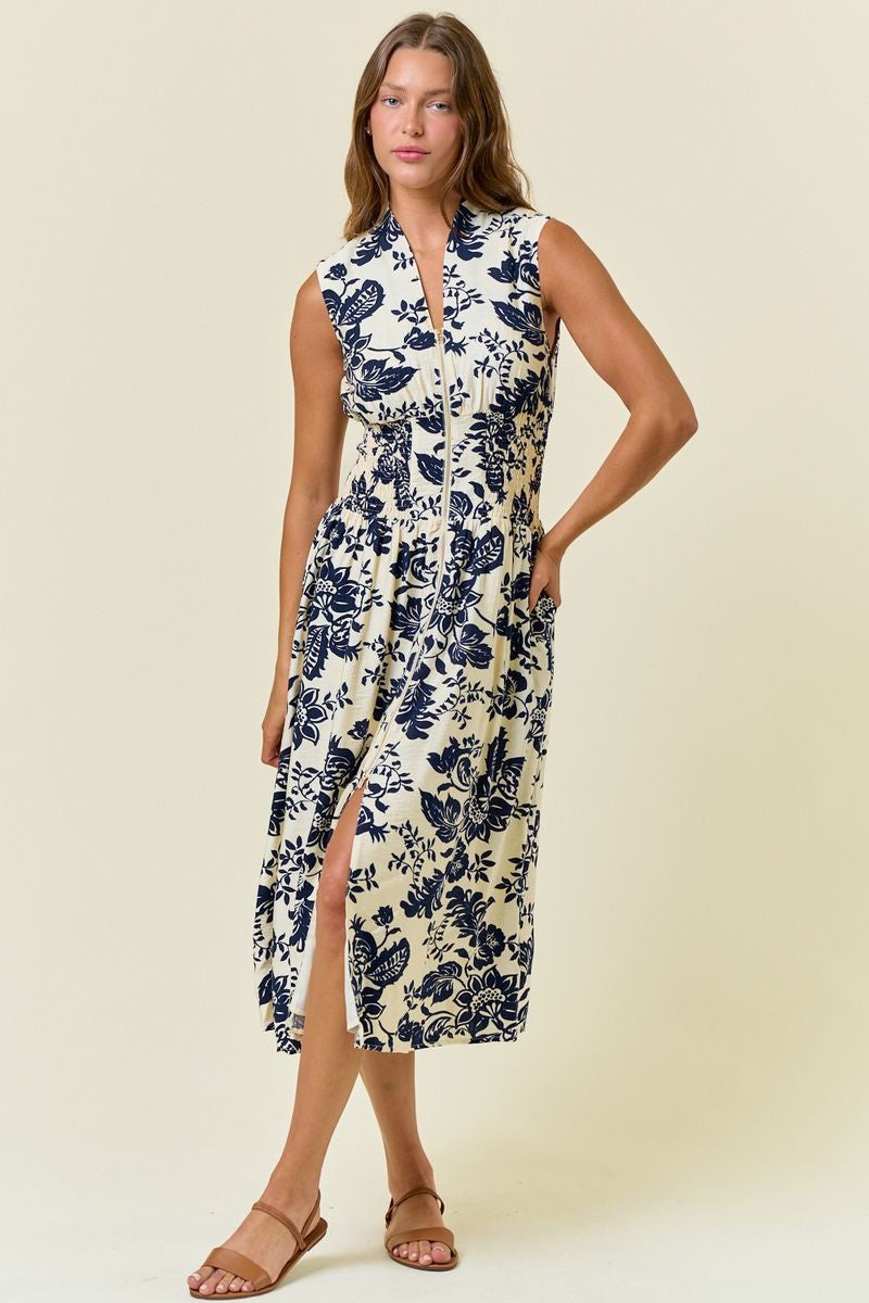 Paisley Printed Smock Waist Dress