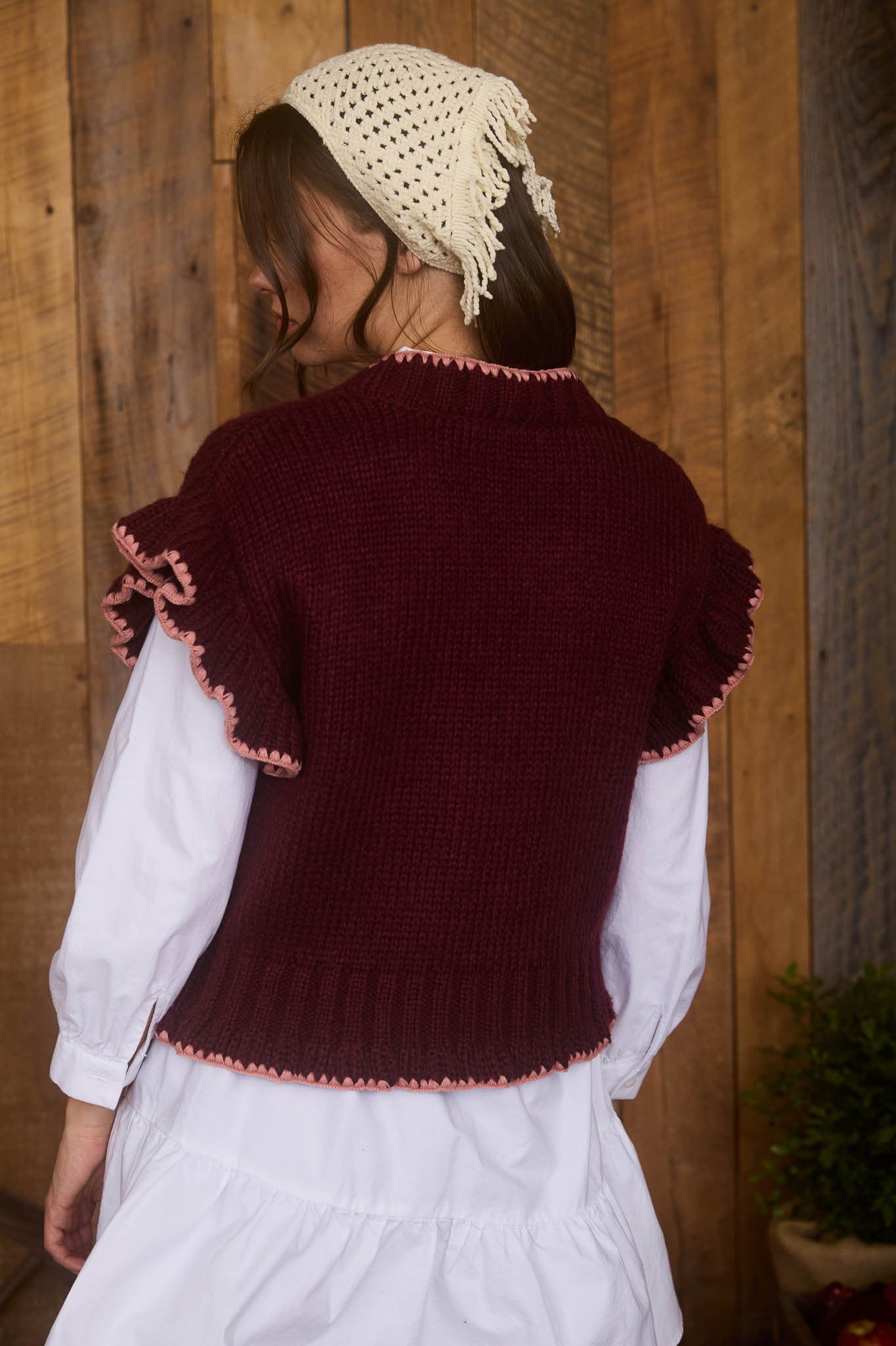 Crochet Knit Ruffle Cardigan