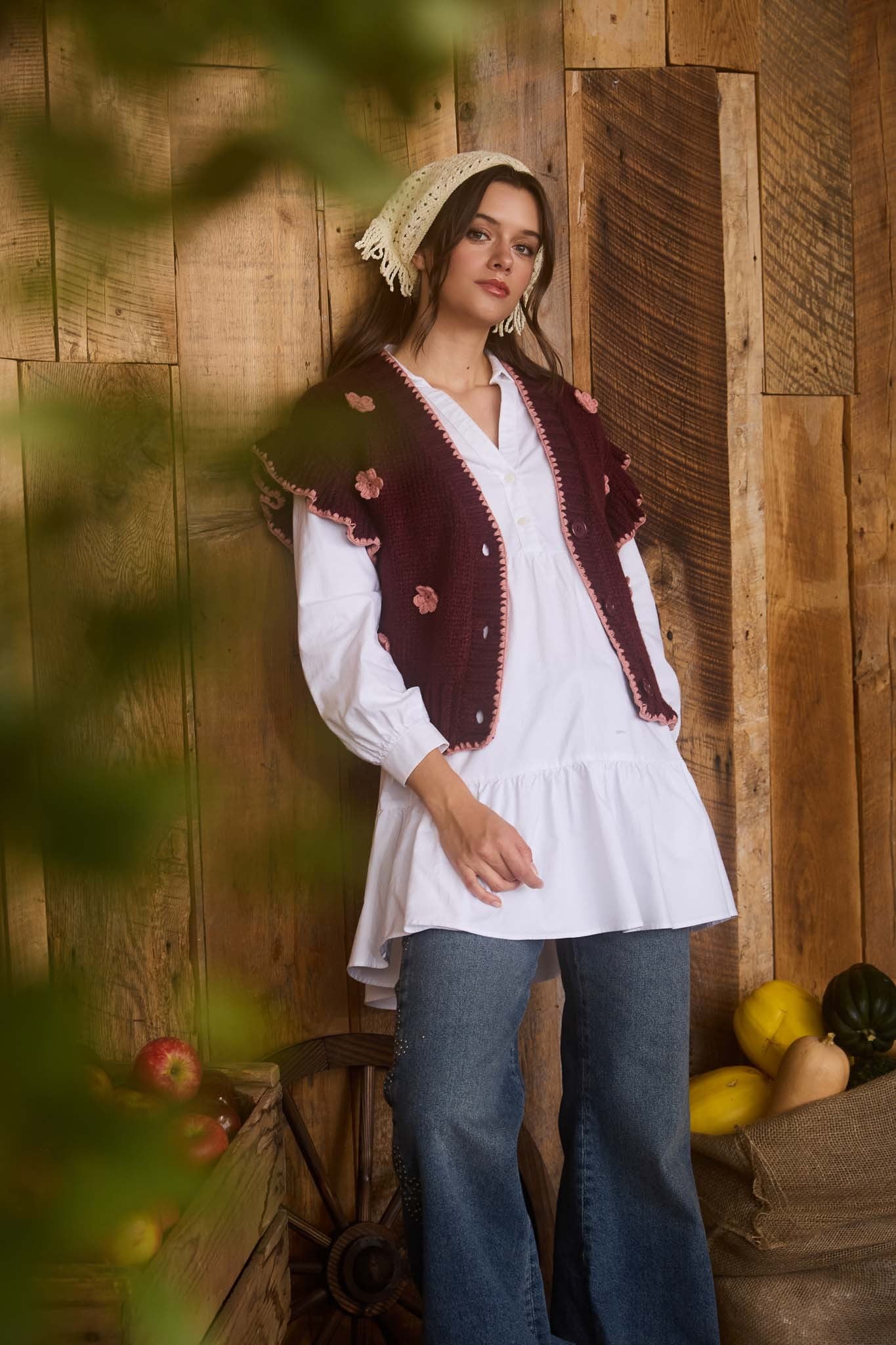 Crochet Knit Ruffle Cardigan