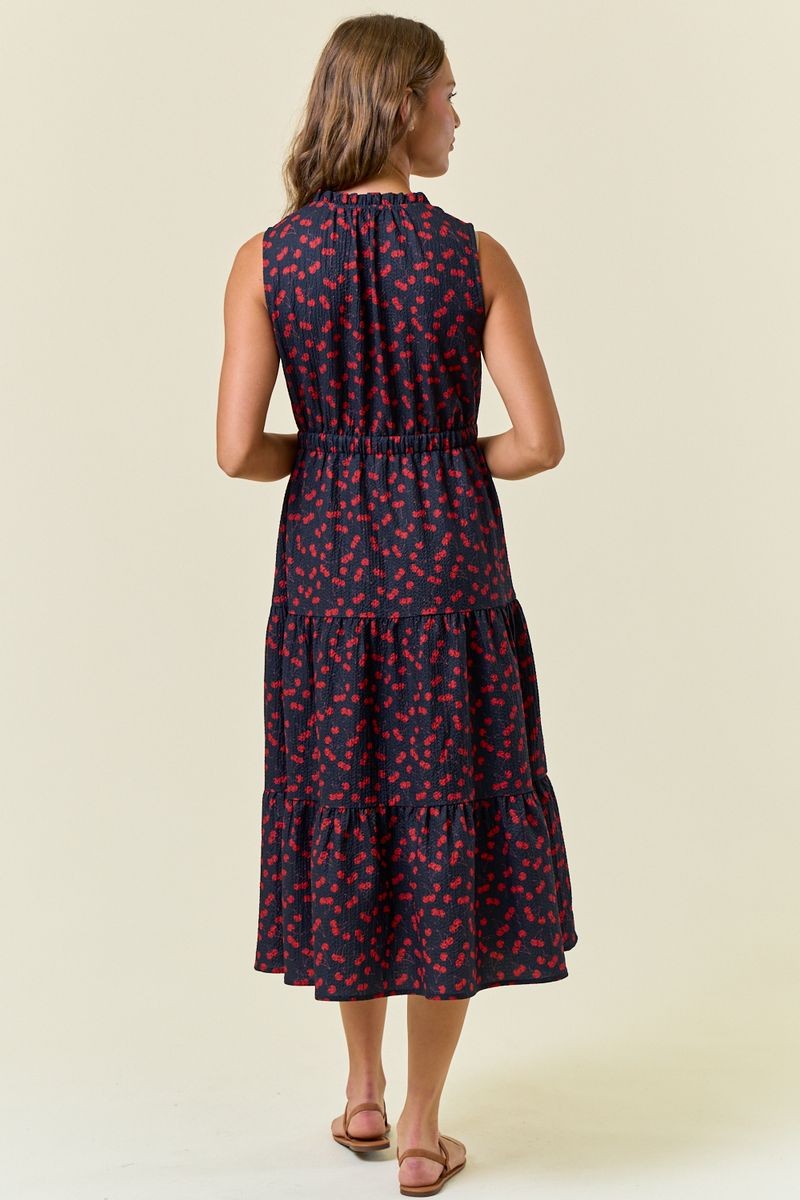 Cherry Midi Dress in Dk. Navy