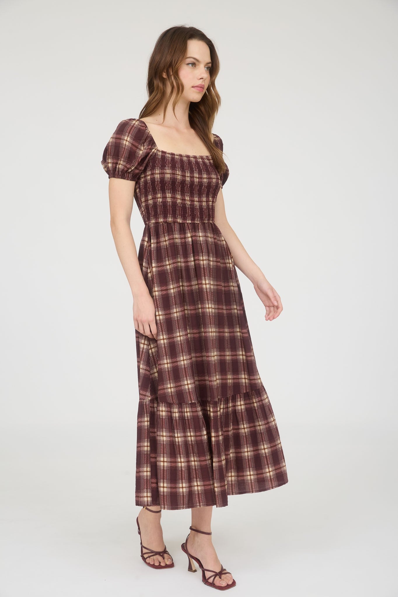 Plaid Smock Midi Dress
