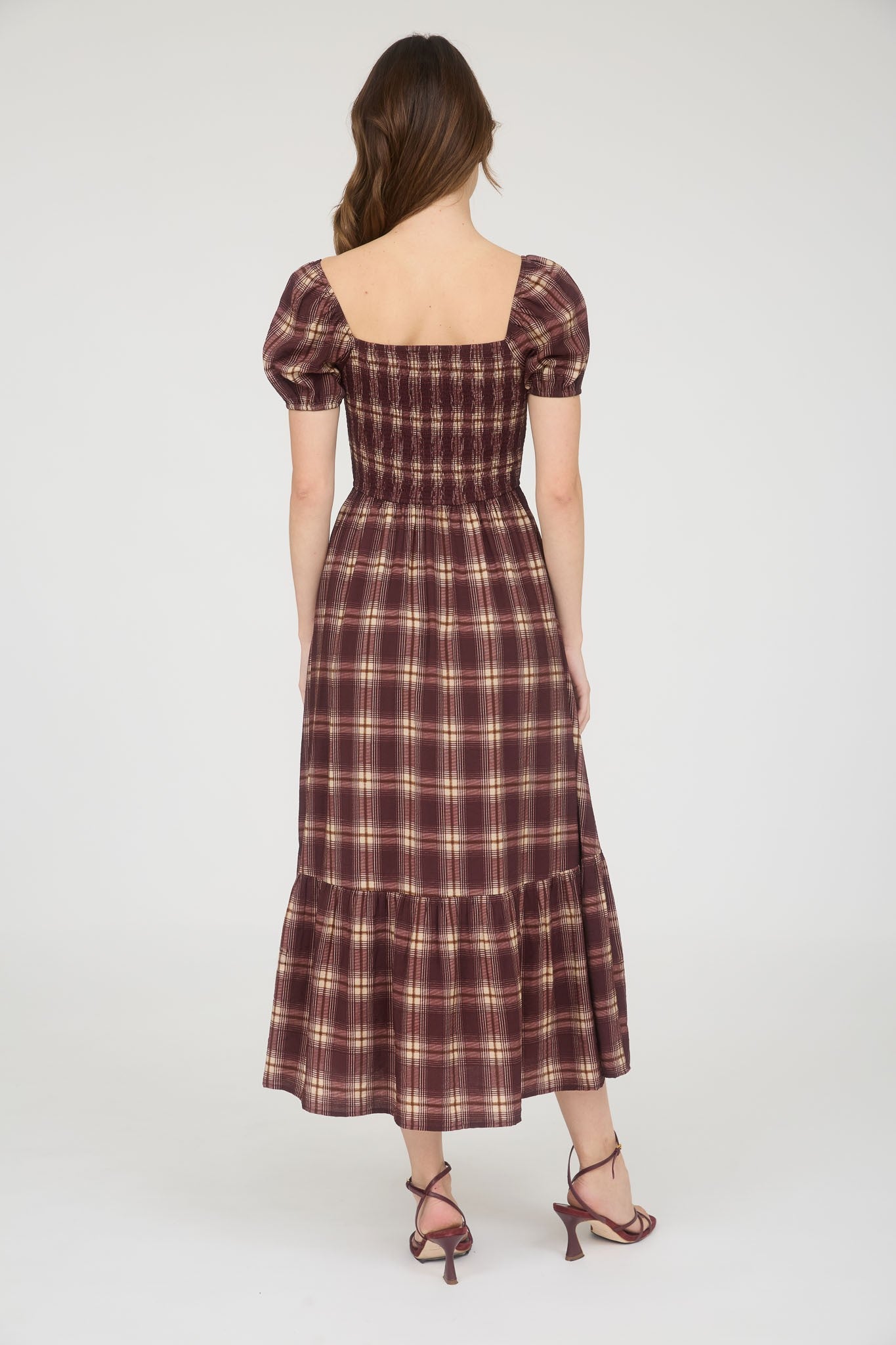 Plaid Smock Midi Dress