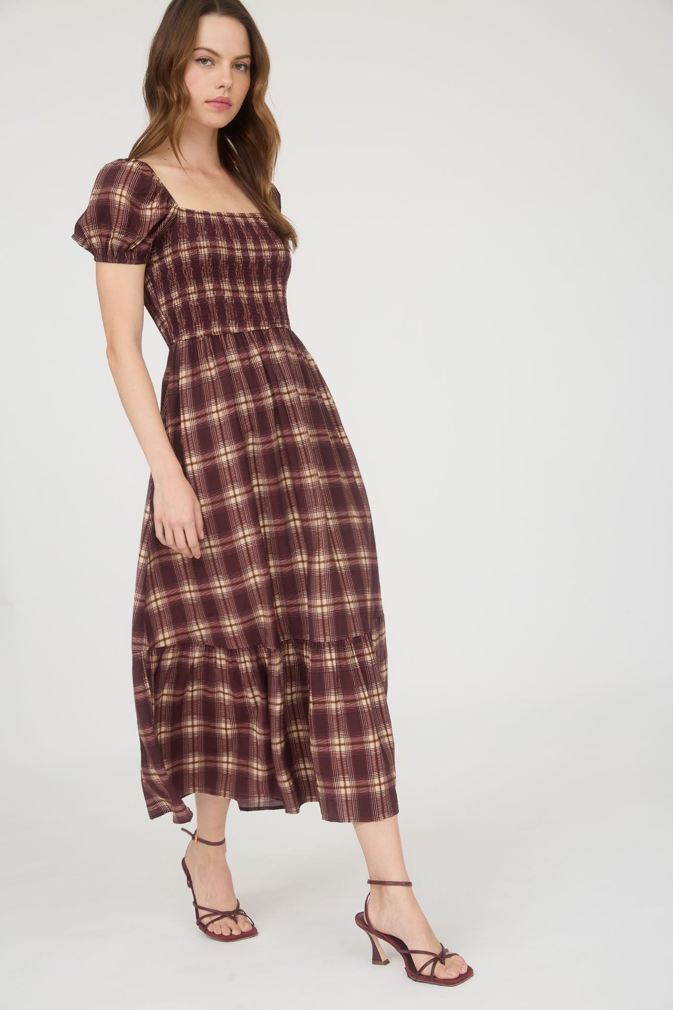 Plaid Smock Midi Dress