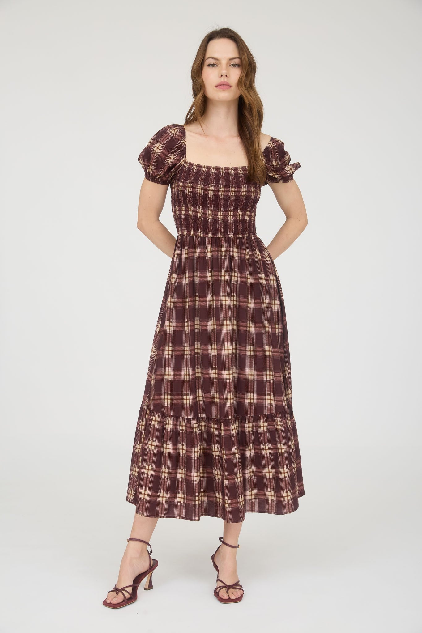 Plaid Smock Midi Dress