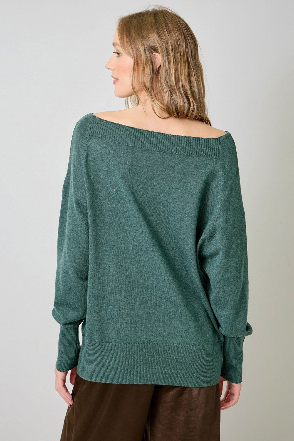 Emerald Off the Shoulder Sweater