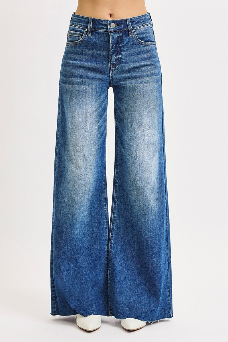Tummy Control High Rise Ankle Palazzo Jeans