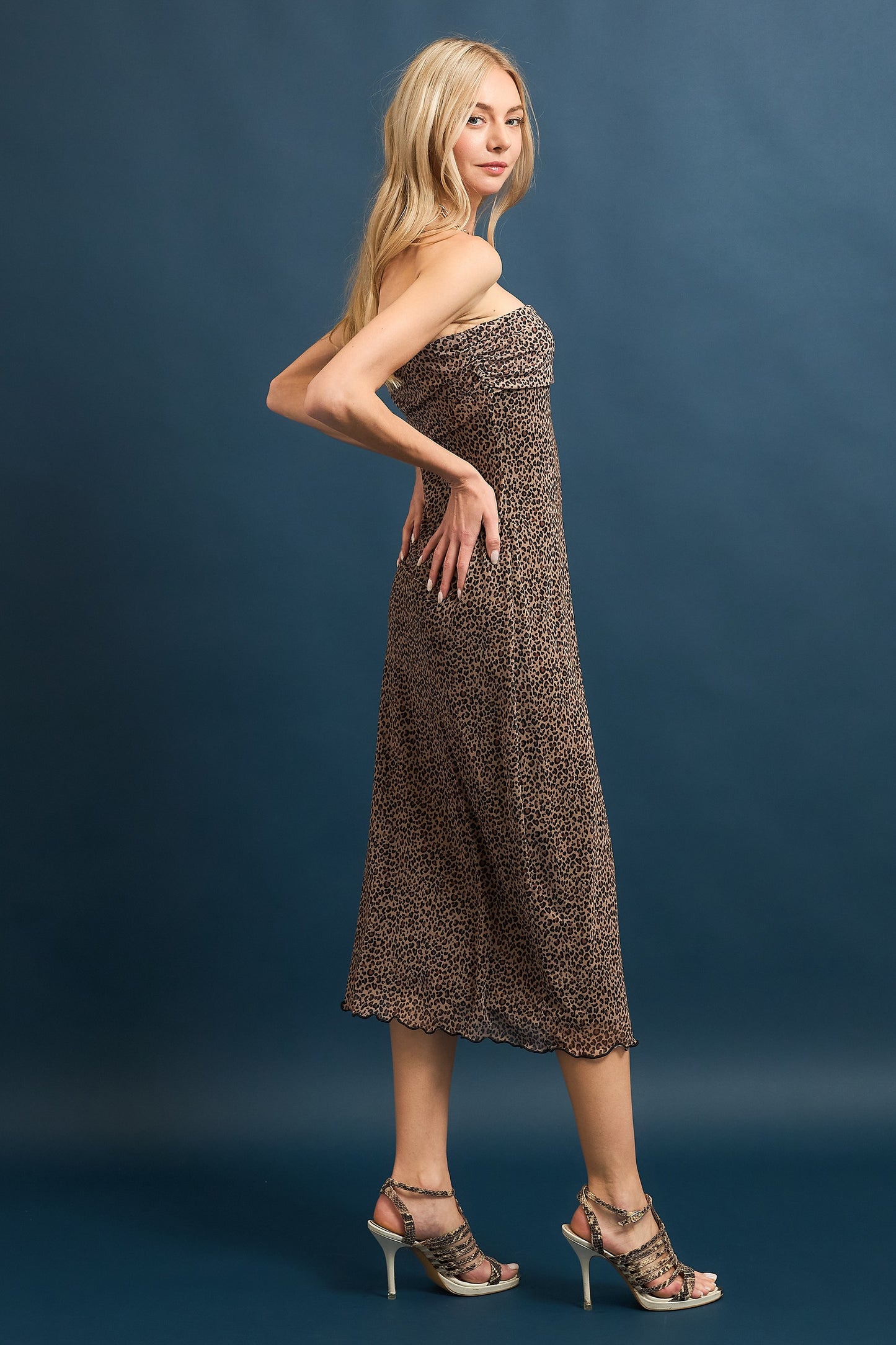 Leopared Strapless Dress