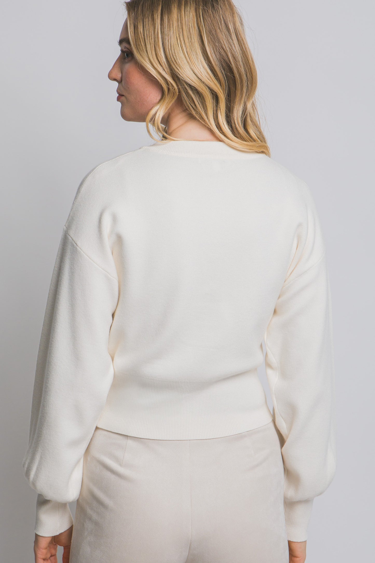 Cardigan with Puff Sleeves