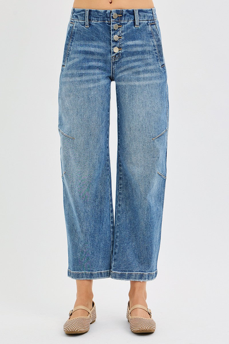 Mid Rise Crop Barrel Jeans