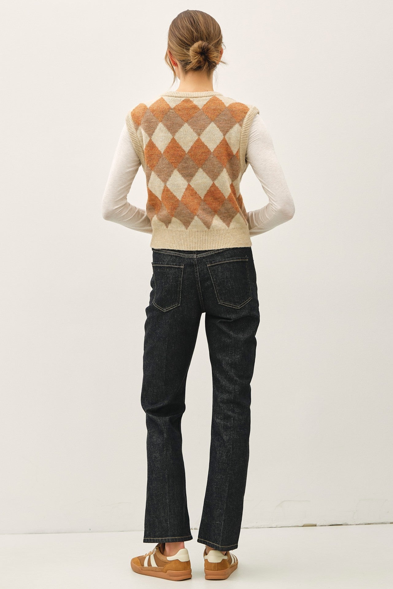 Argyle Sweater Vest in Pumpkin