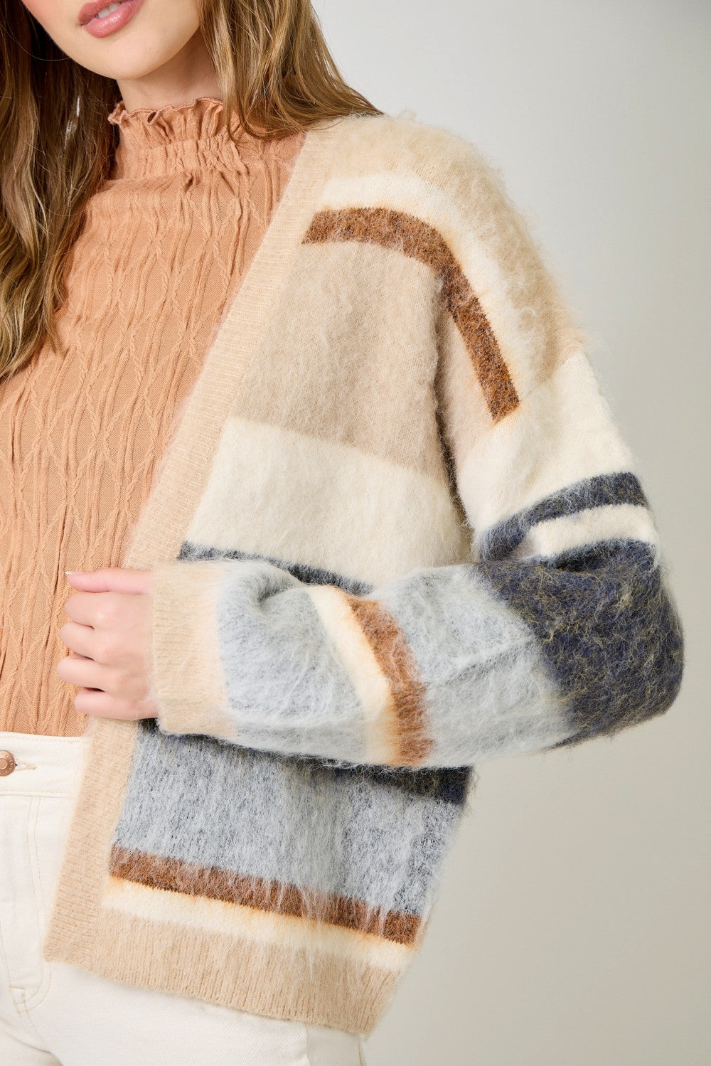 Ultra Soft Color Block Cardigan