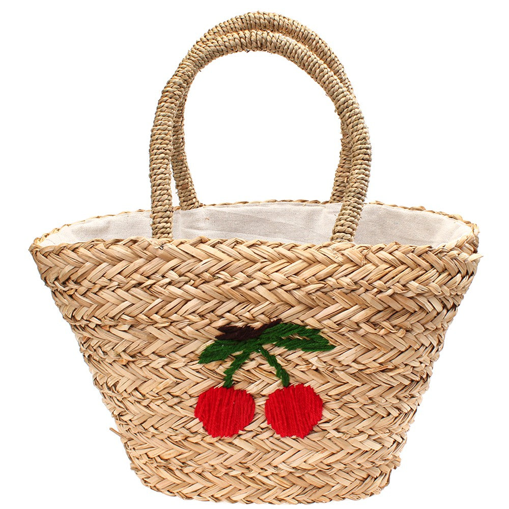 Medium Cherry Straw Bag