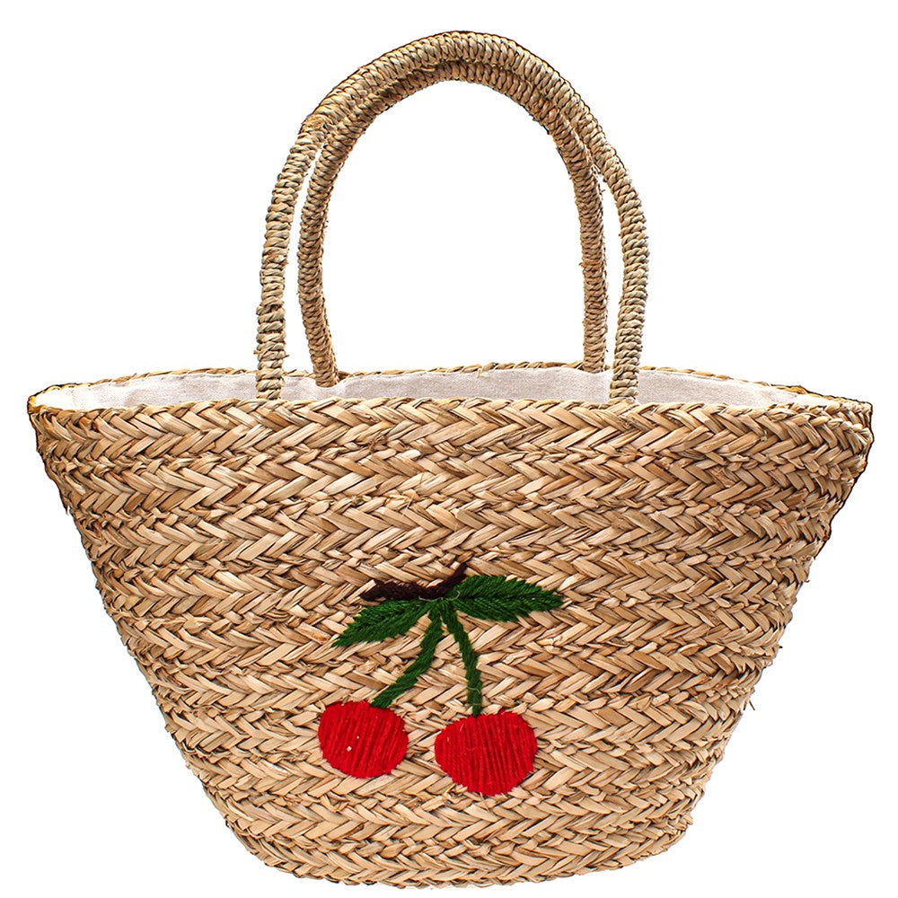 Large Cherry Straw Bag