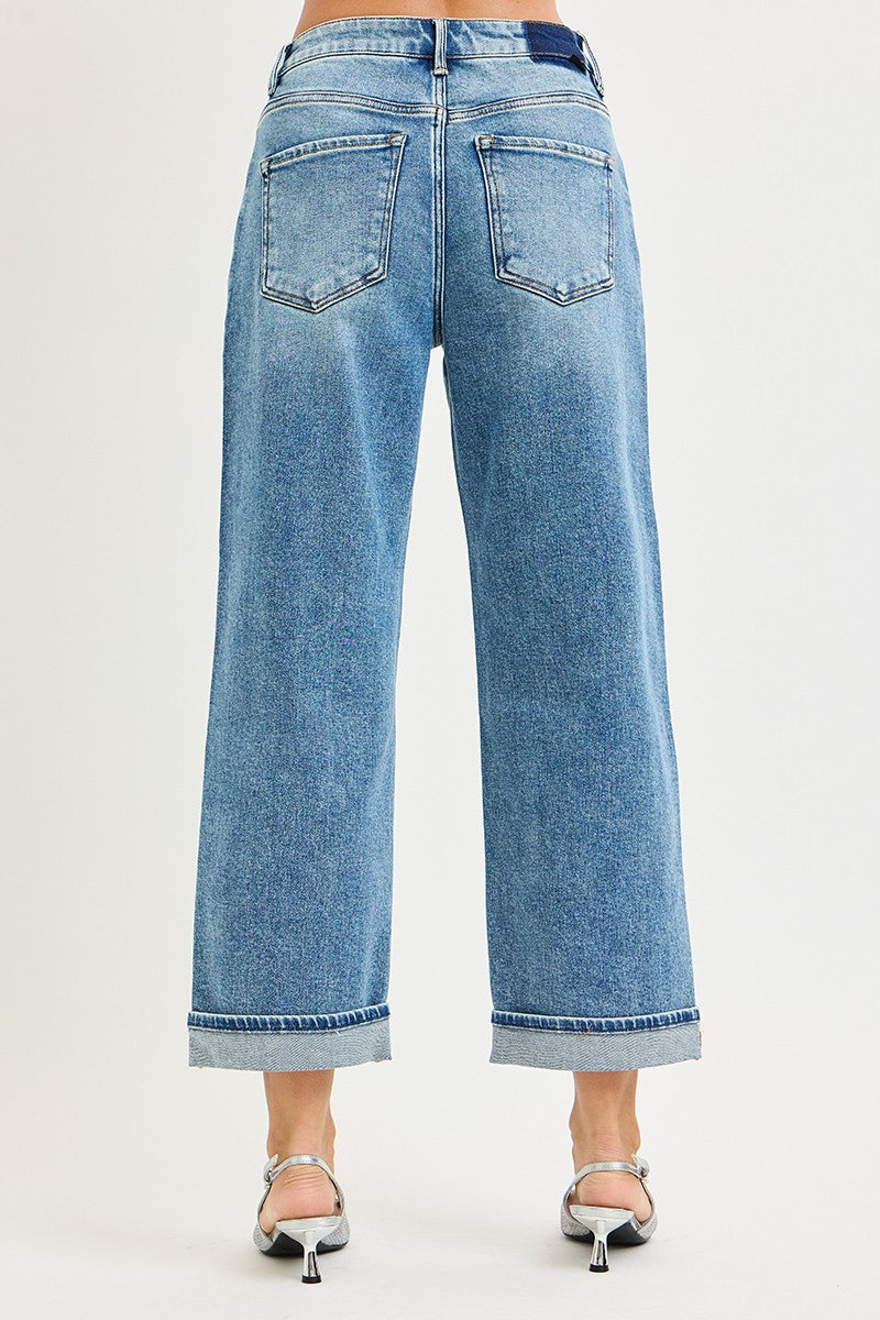 Mid Rise Cuff Boyfriend Jeans