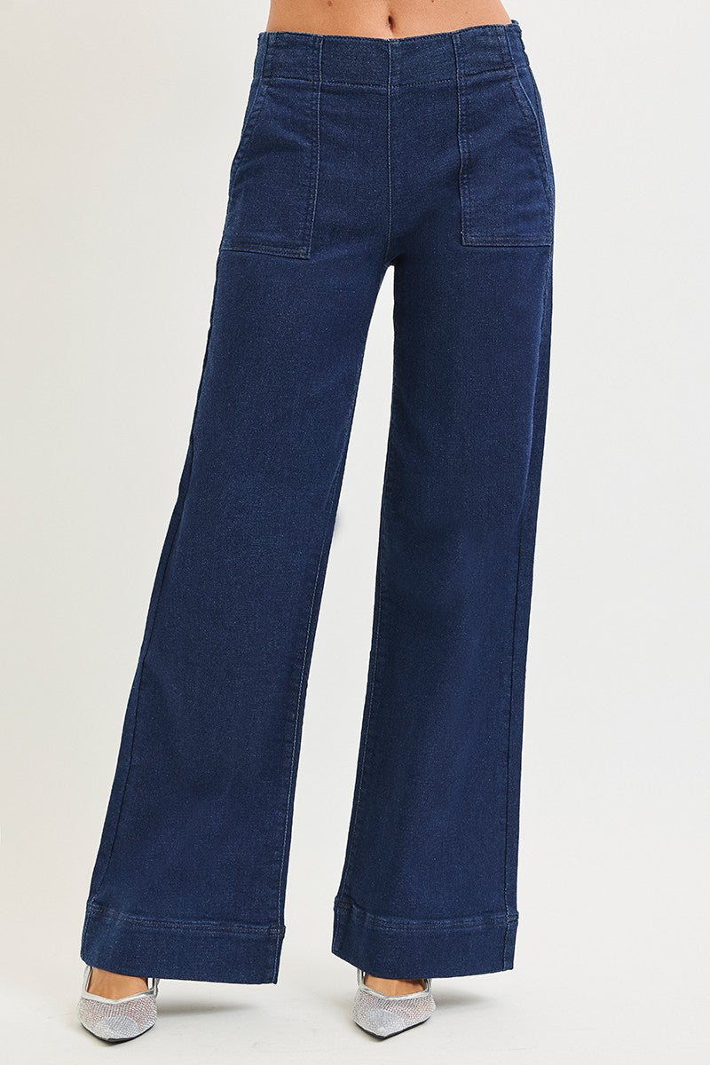 High Rise Elastic Waist Band Jeans