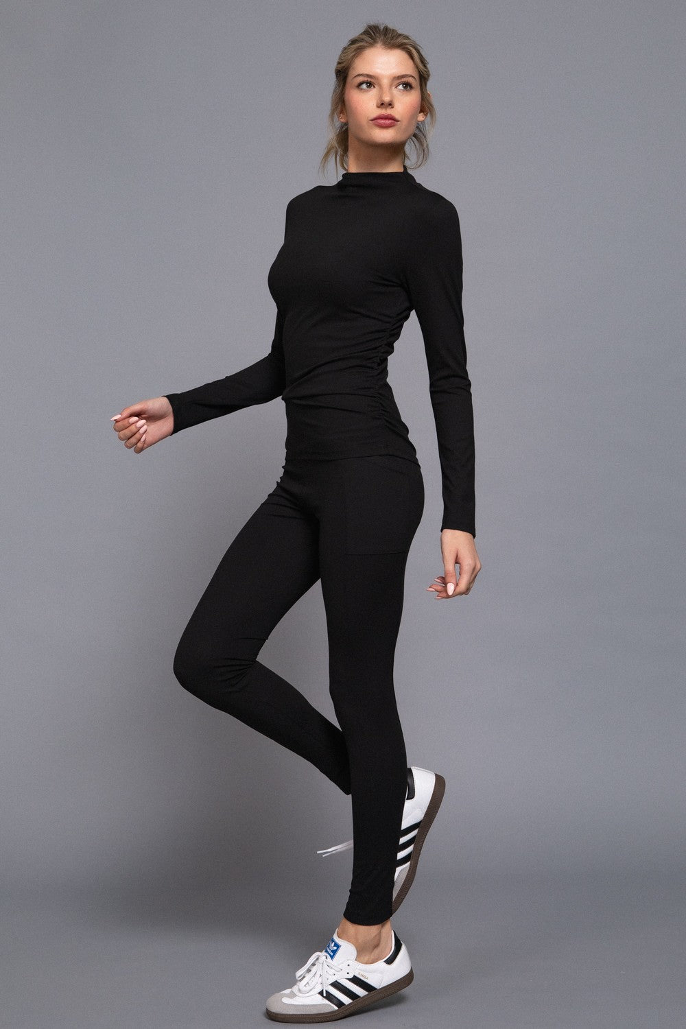 Long Sleeve Side Rouched Top