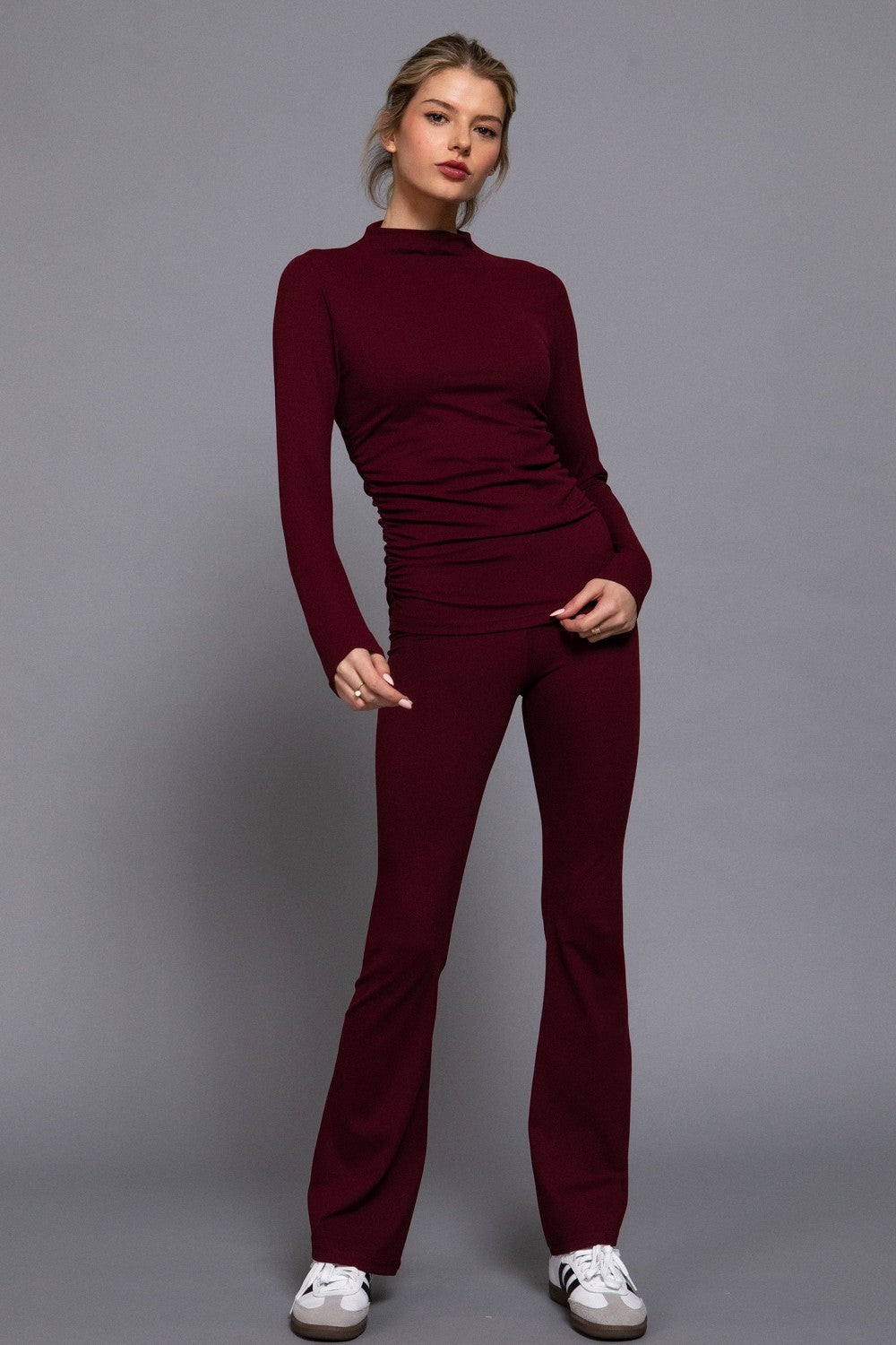 Long Sleeve Side Rouched Top