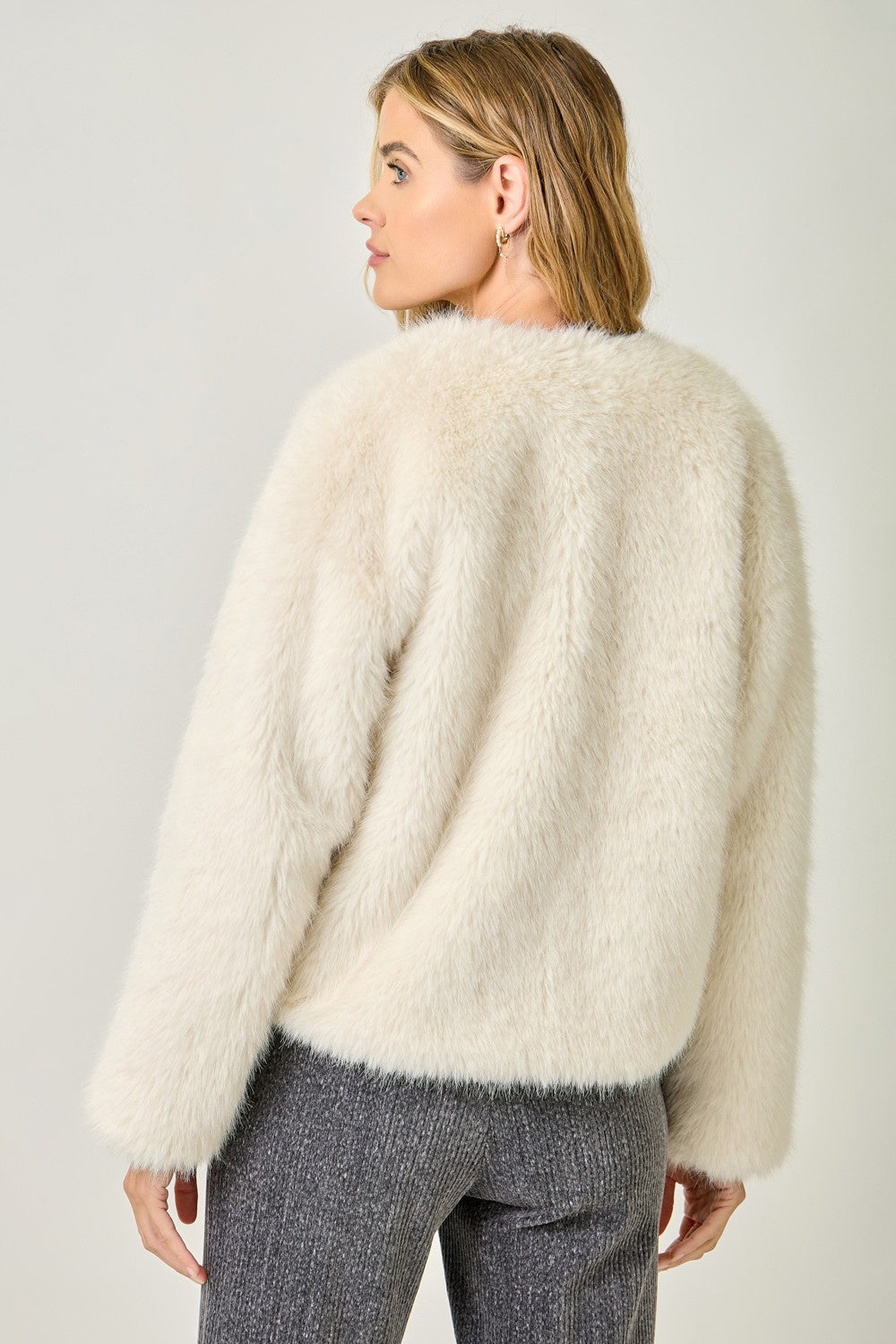 Faux Fur Jacket in Ivory