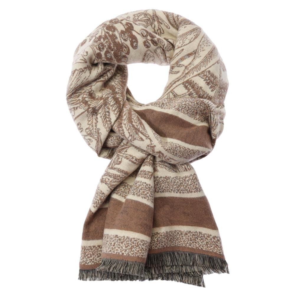 Leaf Patter Fringe Oblong Scarf