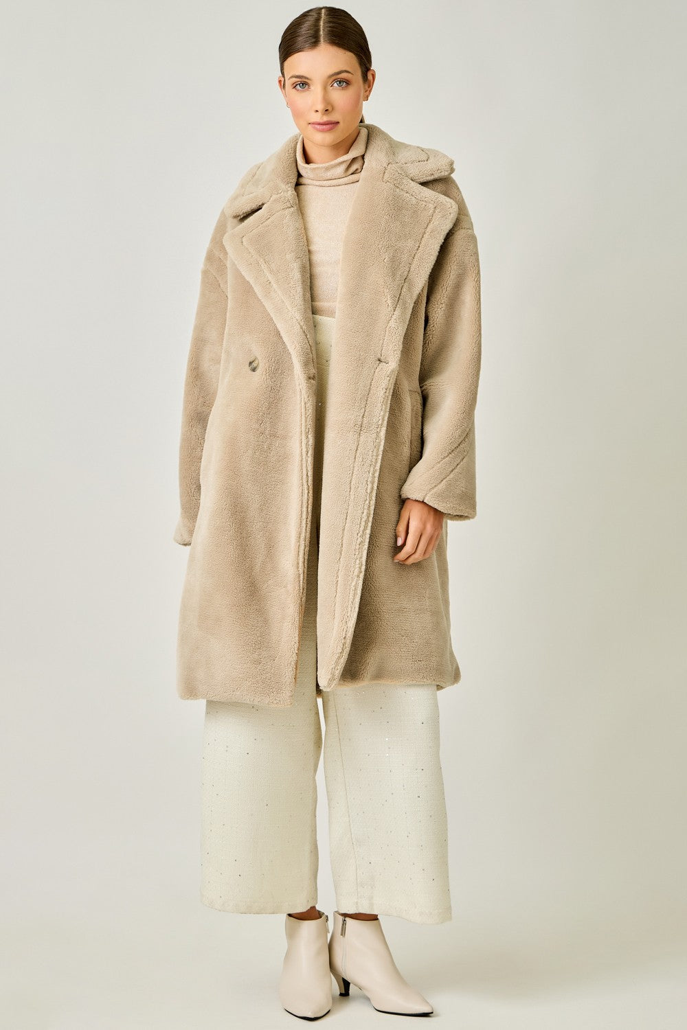 Double Breasted Faux Fur Coat