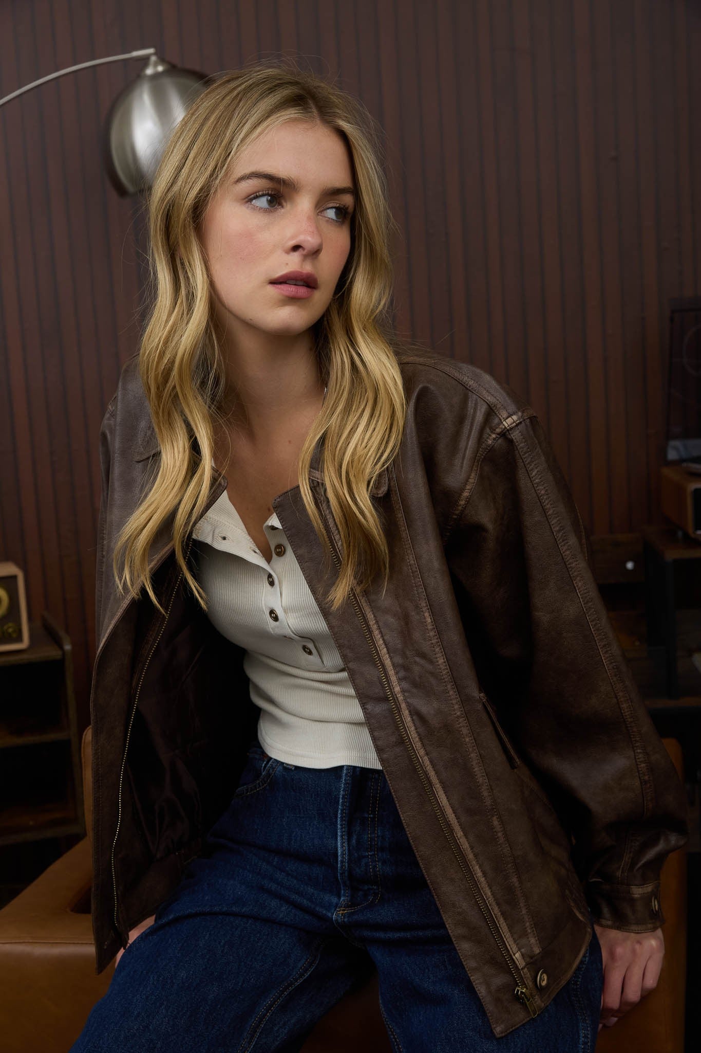 Faux Leather Bomber Jacket
