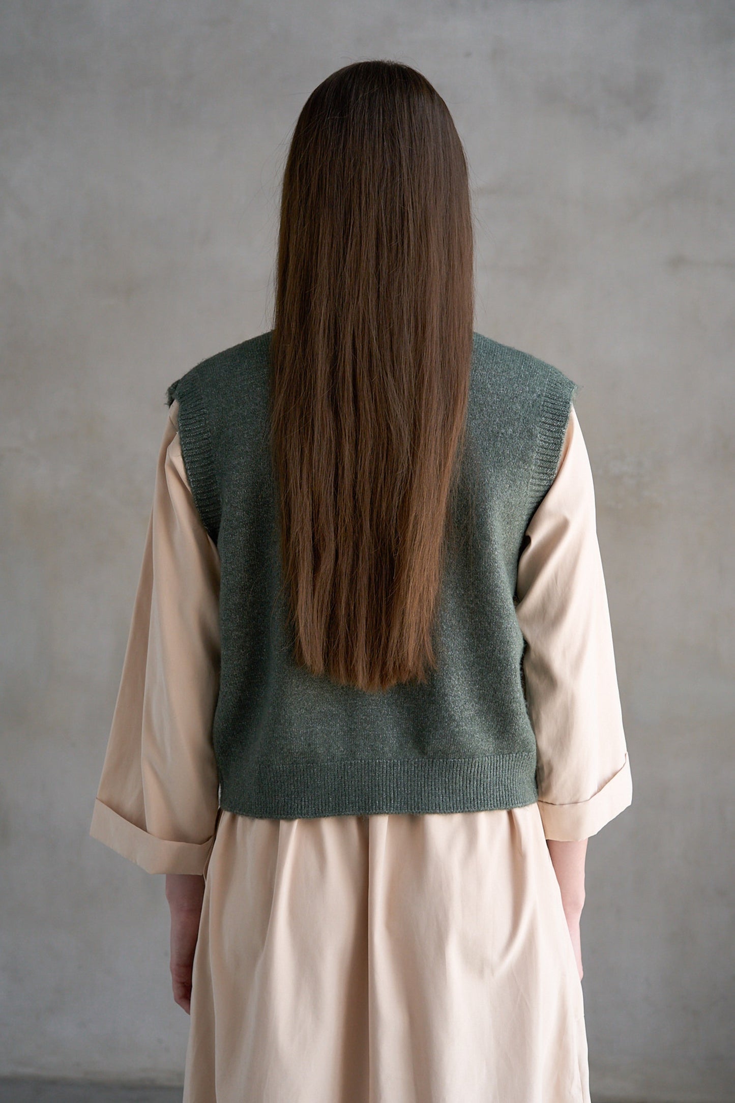V-Neck Vest in Dusty Green