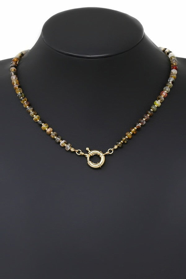 Marble Beaded Short Necklace