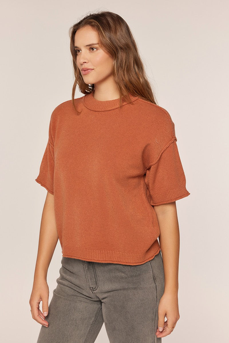 Drop Shoulder Short Sleeve Sweater