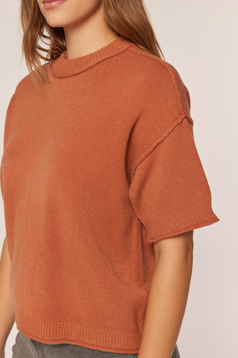 Drop Shoulder Short Sleeve Sweater