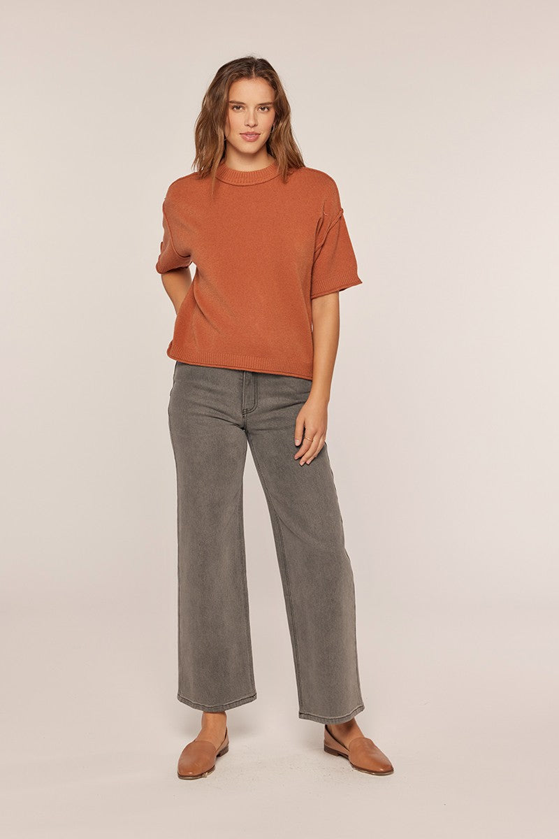 Drop Shoulder Short Sleeve Sweater