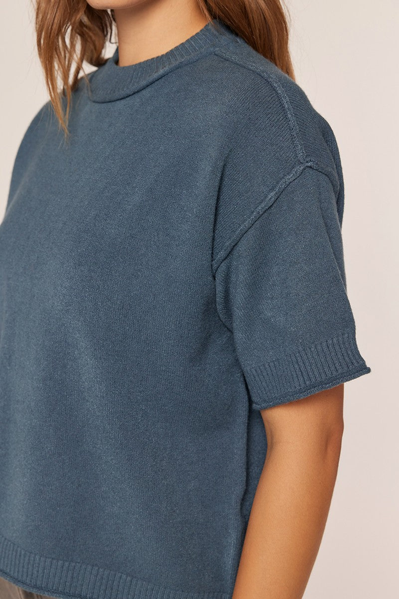 Drop Shoulder Short Sleeve Sweater