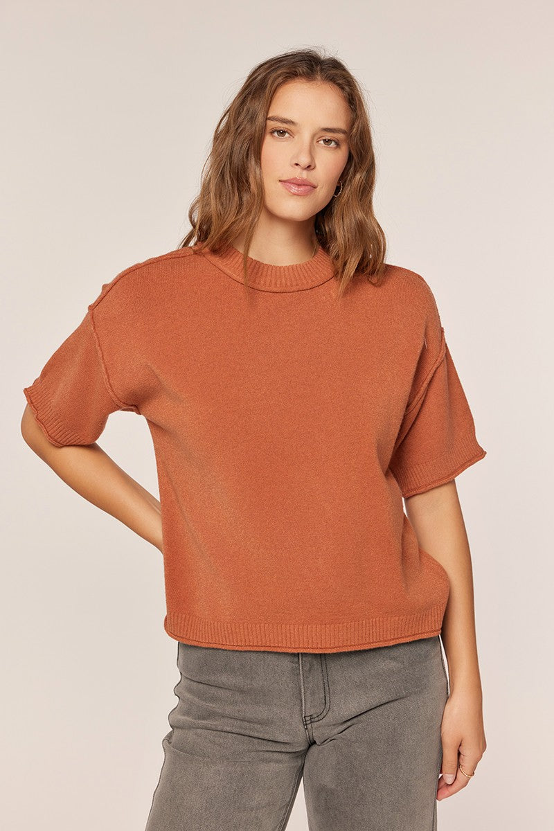 Drop Shoulder Short Sleeve Sweater