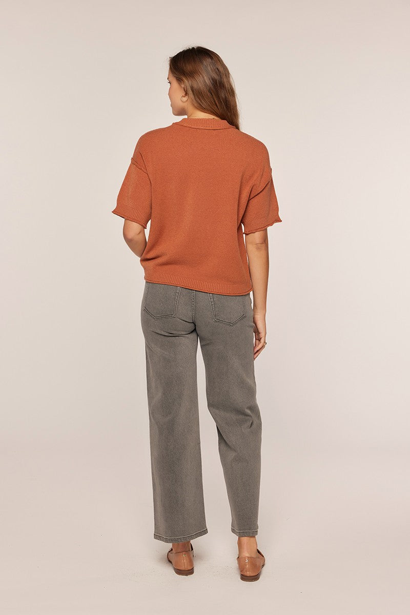 Drop Shoulder Short Sleeve Sweater
