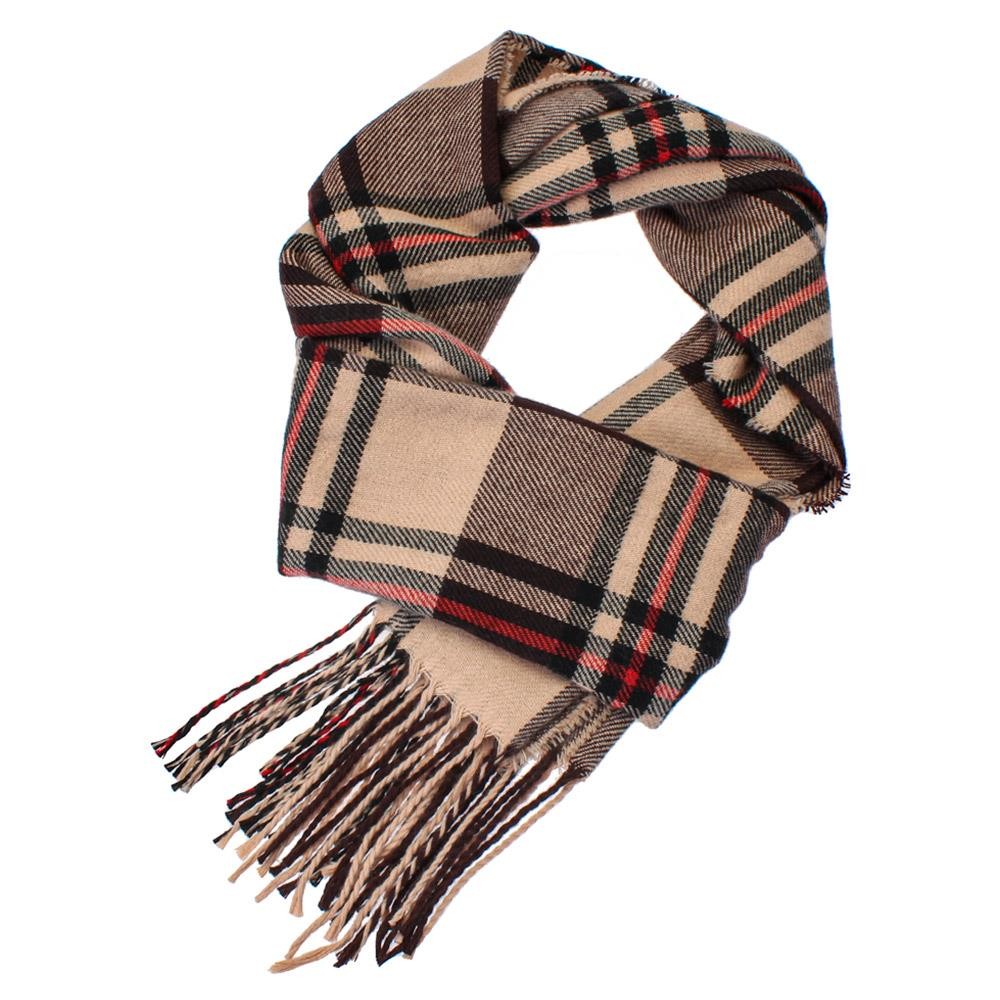 Fringe Oblong Plaid Scarf