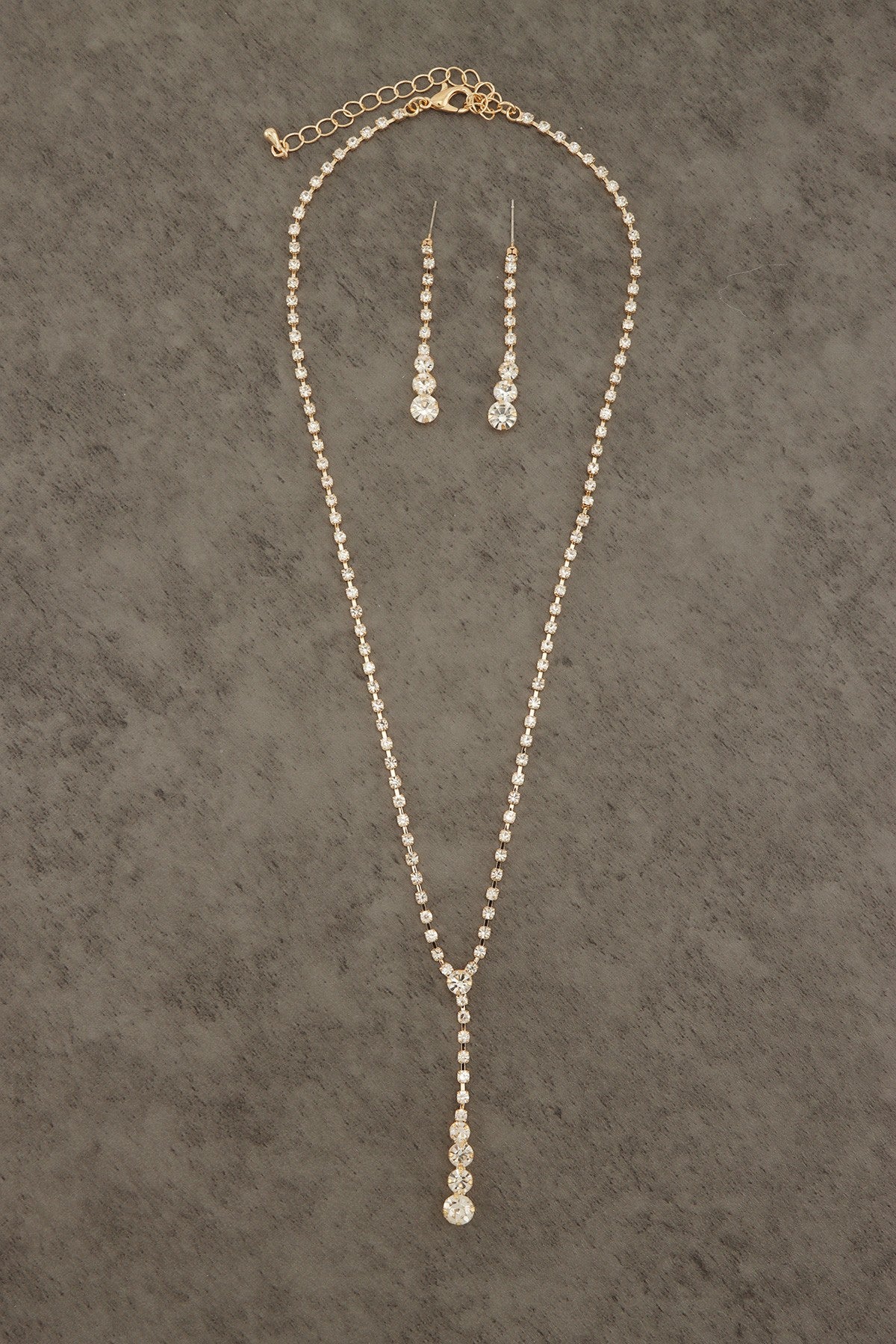 Rhinestone Round Y Necklace Set