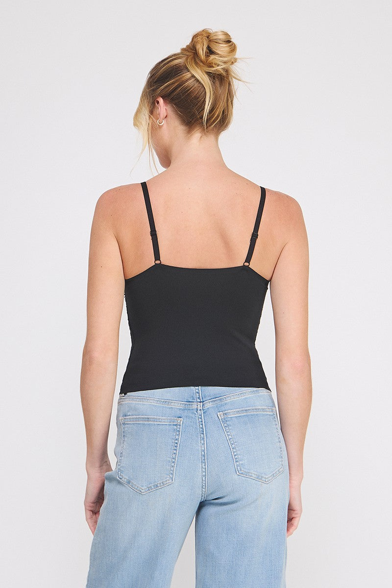 Black Floral Lace Knit Bralette