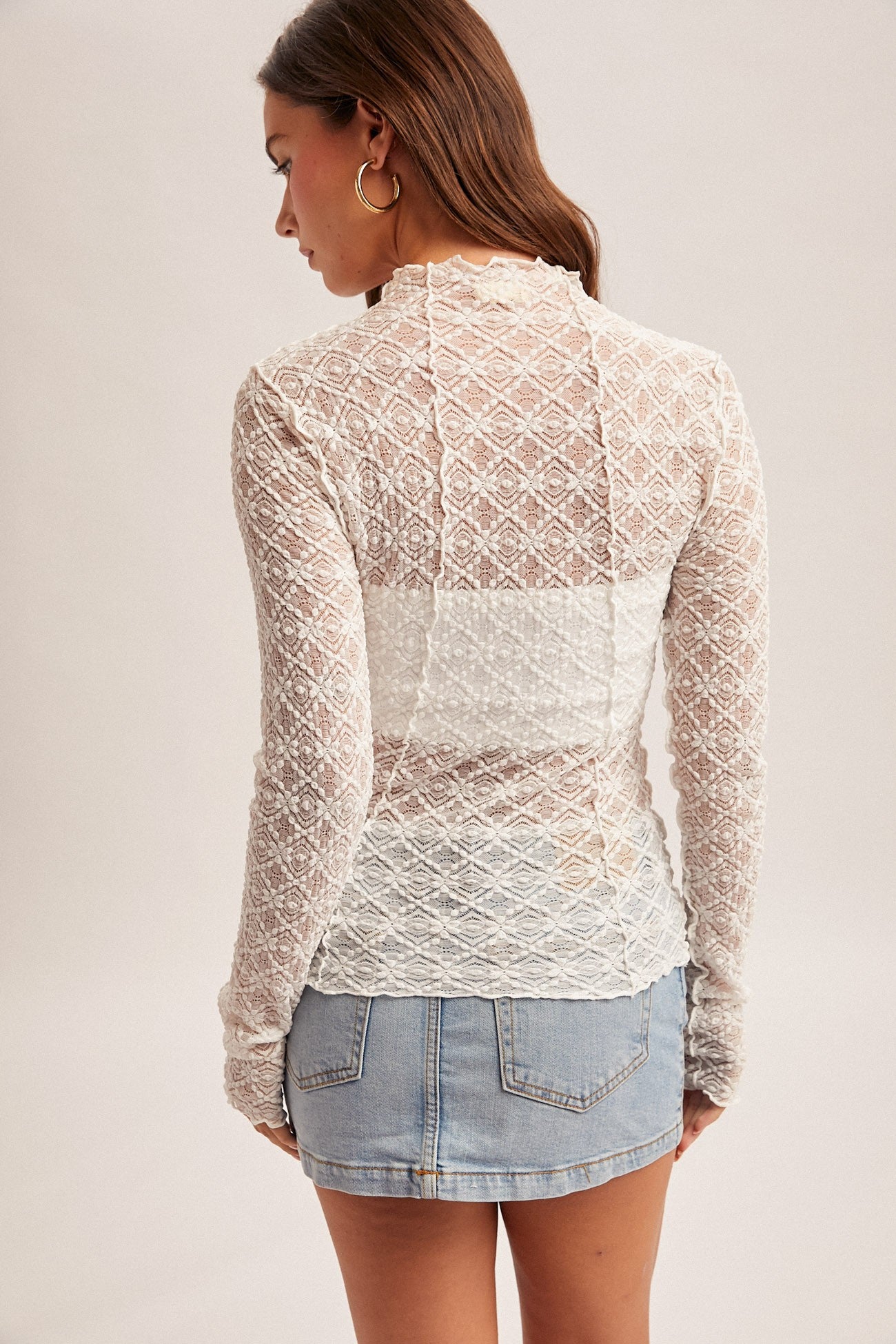 Lettuce Trim Lace Top in White