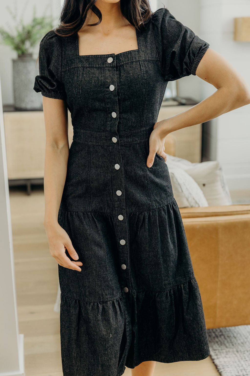The Elton Denim Dress in Black Wash