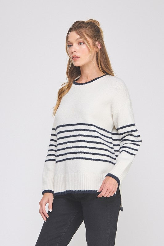 Placement Stripe Boyfriend Sweater