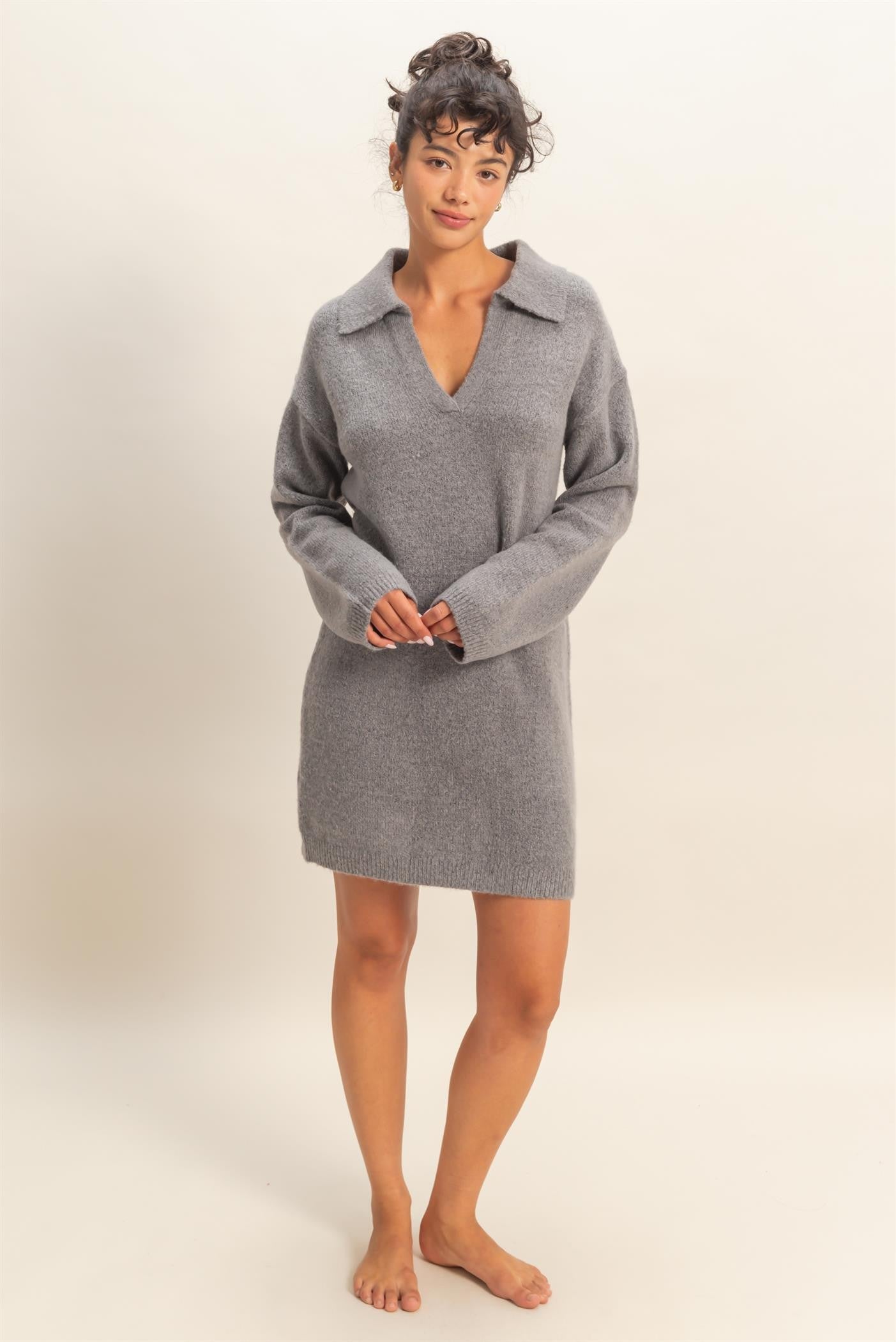 Sophisticated Polo Long Sleeve Sweater Dress