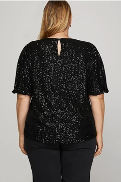 Curvy Puff Sleeve Sequin Top