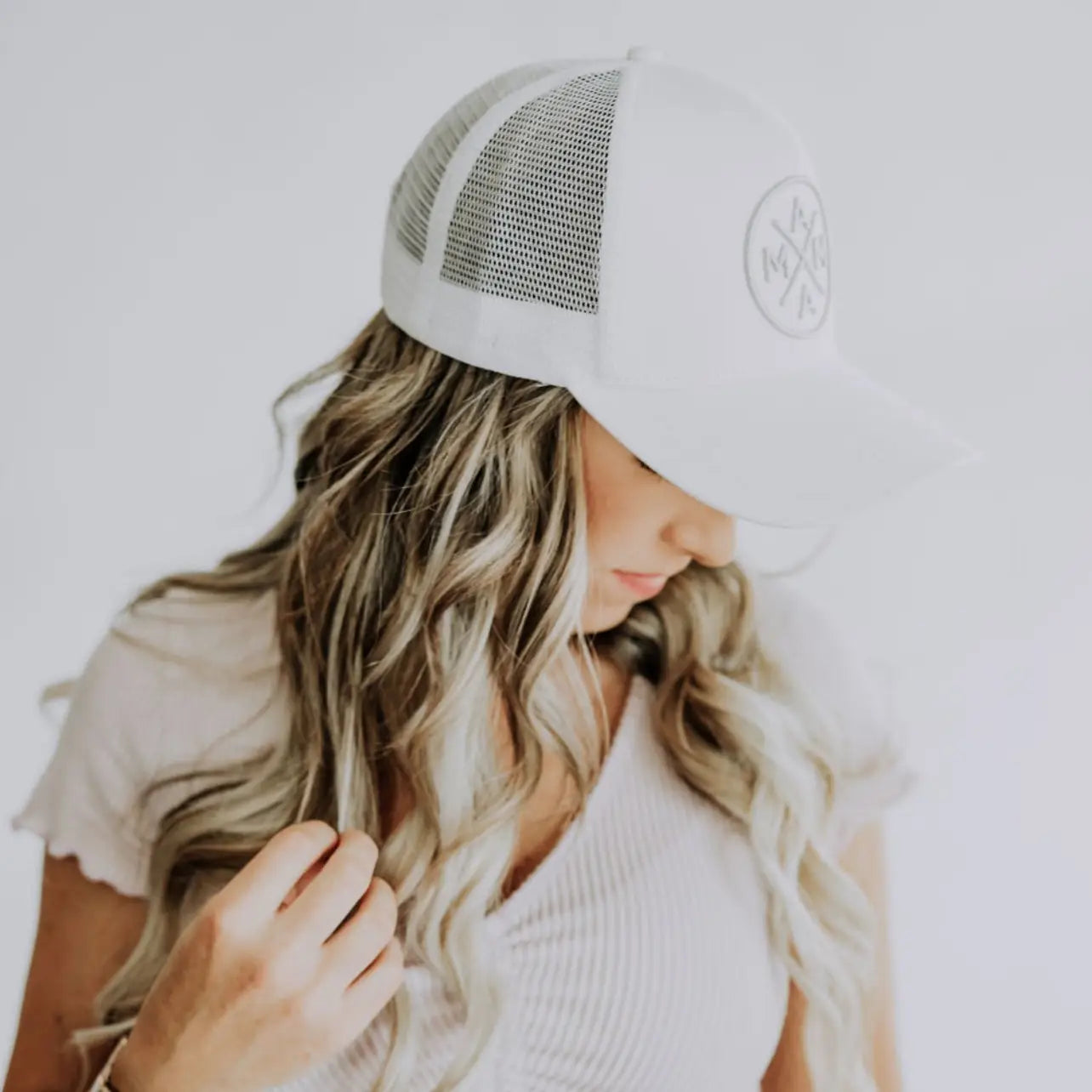 Mama X™ Premium Canvas Trucker Hat - White/Gray