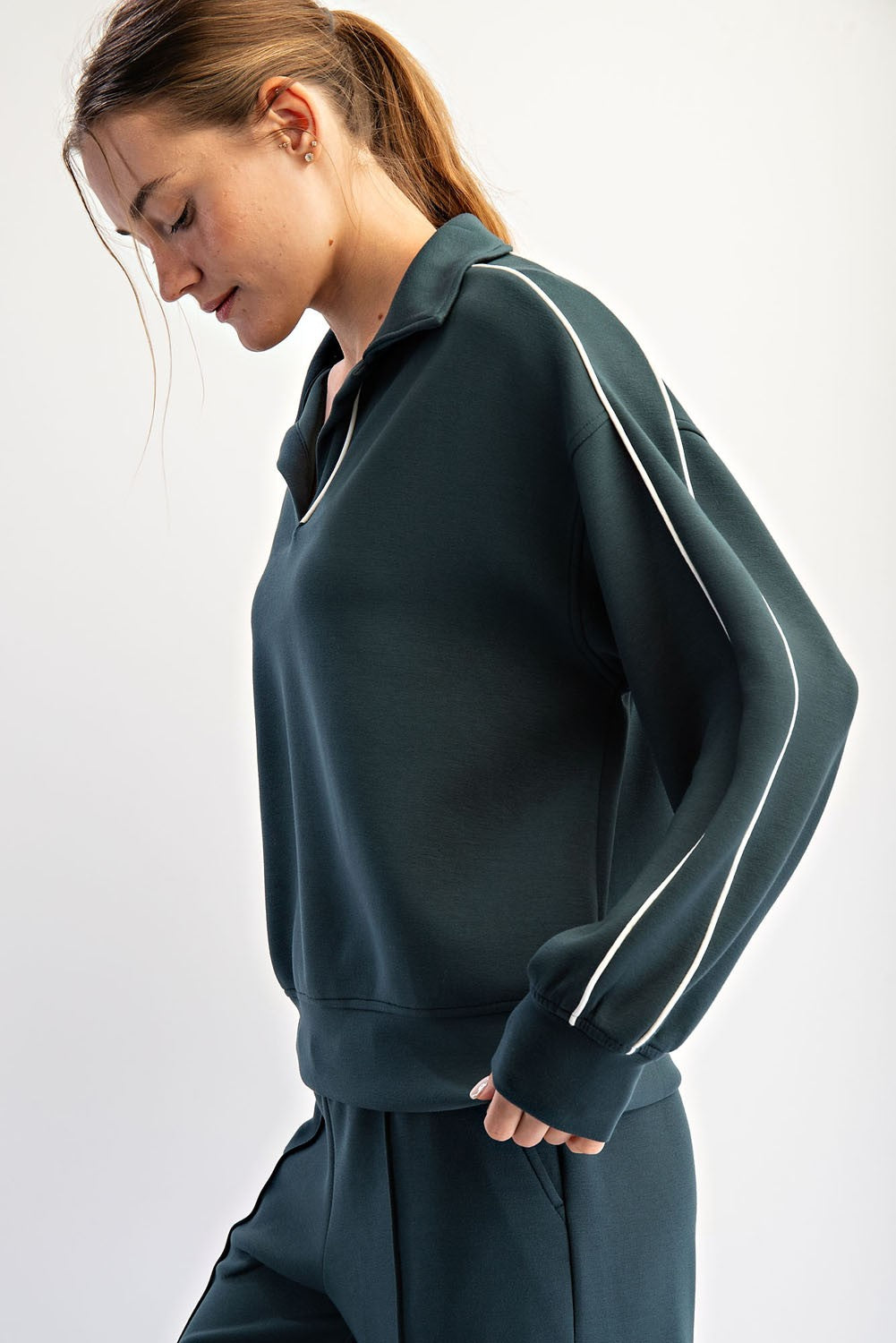 Modal Piping Polo Top