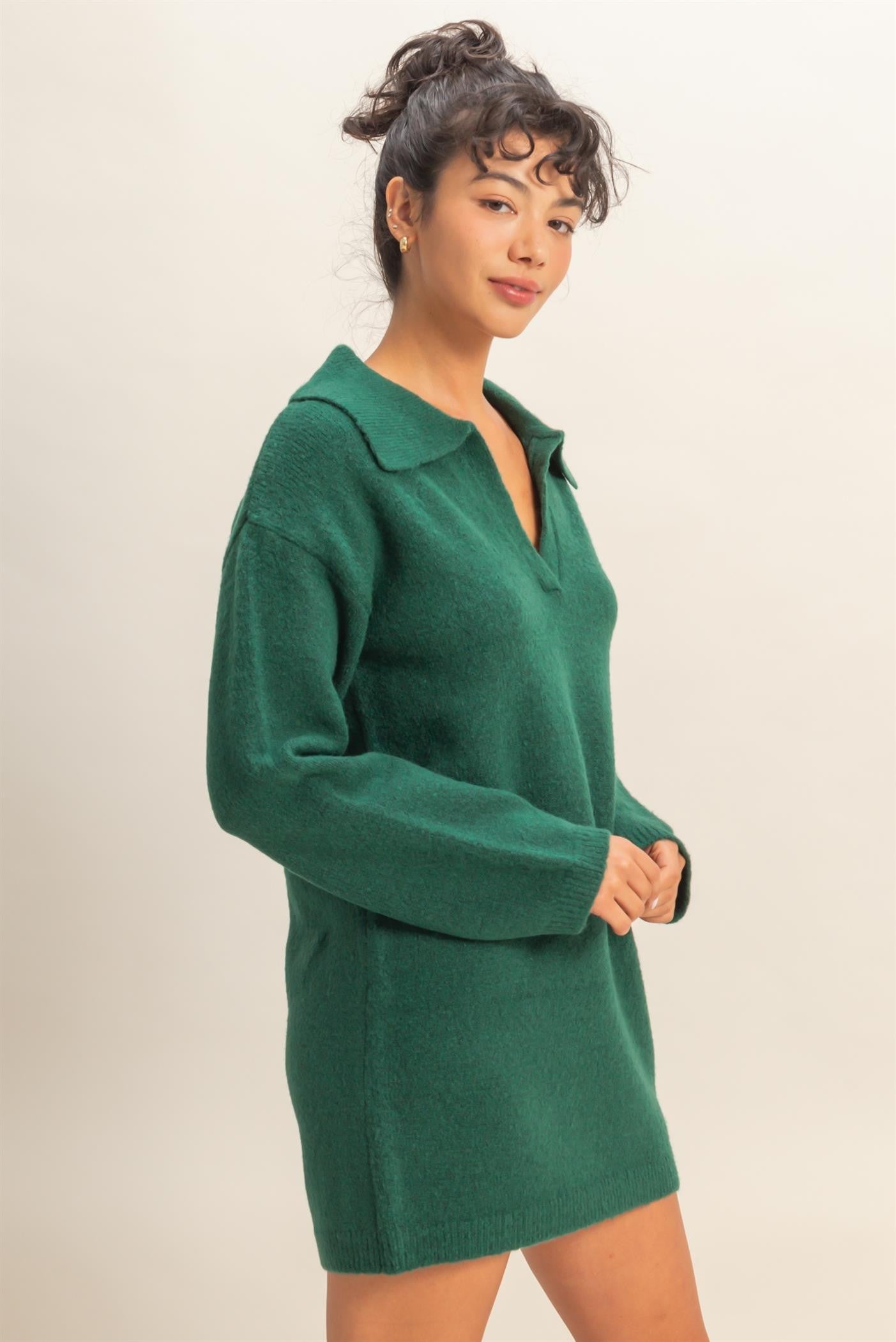 Sophisticated Polo Long Sleeve Sweater Dress