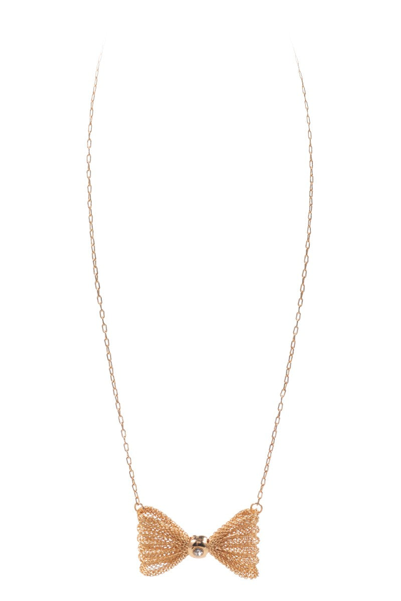 Metal Bow Necklace in Gold